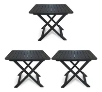 Comprar Kit 3 Mesas Dobráveis Plástico Quadrada 80x72cm Bistrô Preta
