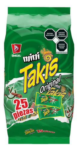 Barcel Takis Verde Original Botanas Papas Mini 25 Pzas Envio