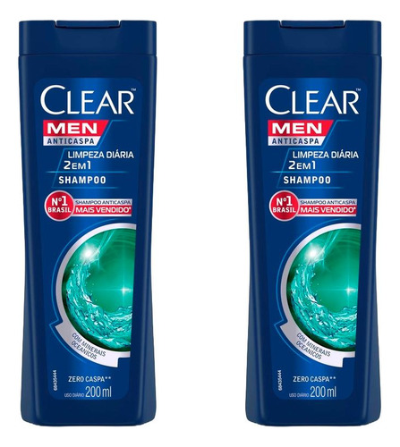 Kit 2 Shampoos Anticaspa Clear Limpeza Diária 2 Em 1 200ml