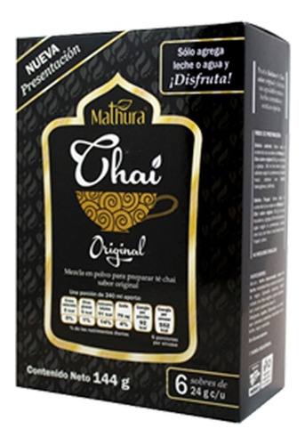 Te Chai Sabor Orginal 18 Displays De 6 Sobres De 24g Mathura