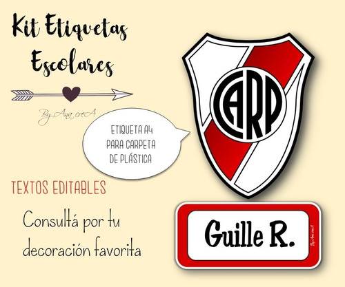 Etiquetas Escolares Imprimibles River Plate #1 T. Editables