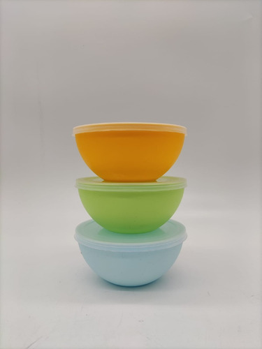 Imagen 2 de 9 de Set X3 Compoteras Individuales Con Tapa 390ml Varios Colores