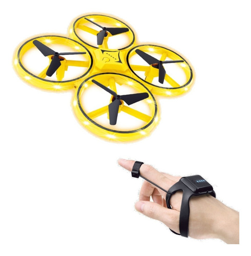 Quadricóptero Hand Sensor Com Controle De Movimento De Mão Cor Amarelo