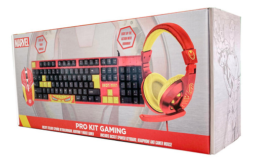 Gam745043-im-esp Kit Gamer Iron Man 3 En 1 Tec/mou/audif 