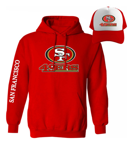 Kit De Sudadera + Gorra Sublimada Modelo San Francisco 49ers