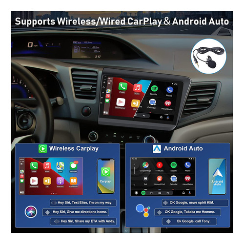Para Autoestéreo Carplay Android 11 Honda Civic 2012-2015