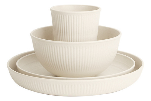 Conjunto De Vajilla De Pajilla De Trigo Con Rayas