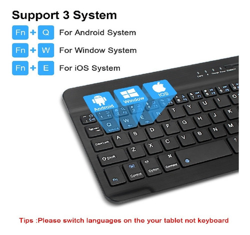 . Mini Teclado Bluetooth Inalámbrico De 10 Pulgadas