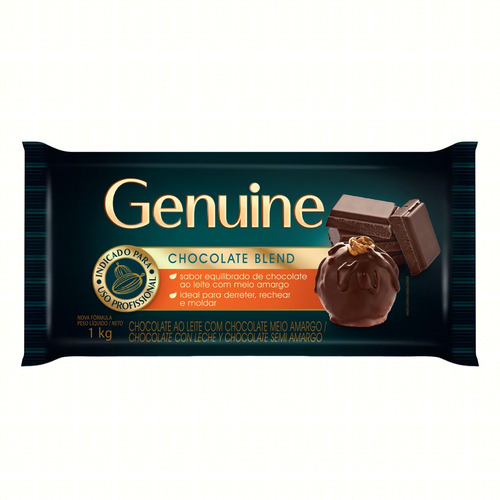 Chocolate ao Leite e Meio Amargo Blend Genuine  sem glúten pacote 1 kg