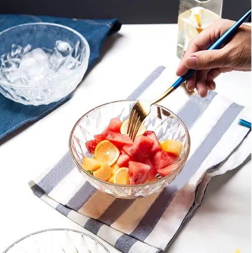 Compoteras De Vidrio Labrado 324ml Bowl Diamond Set X6