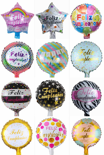 Pack 50 Globos Metálicos 23 Cm Surtidos Sin Varilla