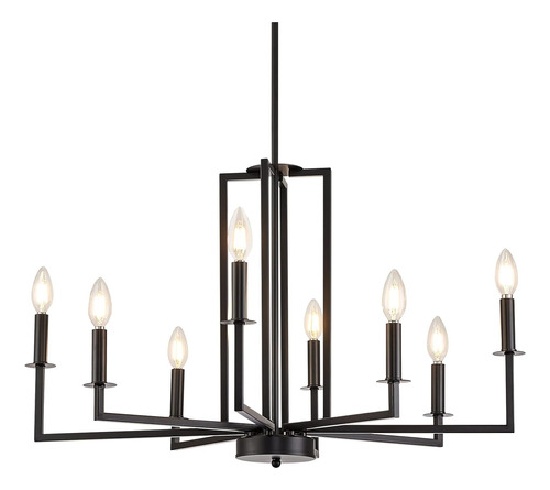 Moderno Candelabro Negro De Granja, 8 Velas Para Comedor, Ca