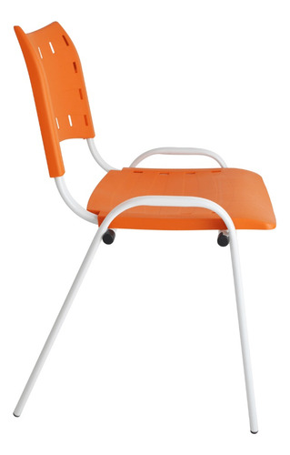 Kit Com 3 Cadeira Iso Recepção Clinica Fixa Otimiza Eh Aço B Cor Laranja