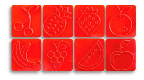 Imagem 2 de 4 de Jogo Carimbos Frutas 8 Peças + Giz De Cera P/ Colorir - Nig