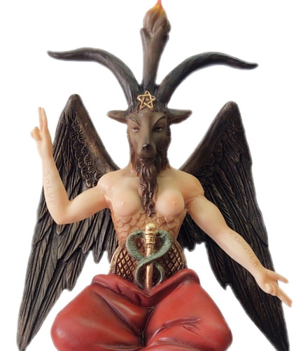 Escultura Baphomet En Fina Resina 23cm Macho Cabrío Lucifer