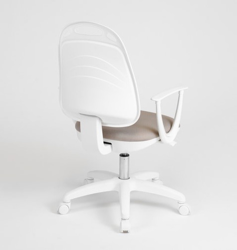 Silla de escritorio Diva ergonómica beige y blanca con tapizado de marathon