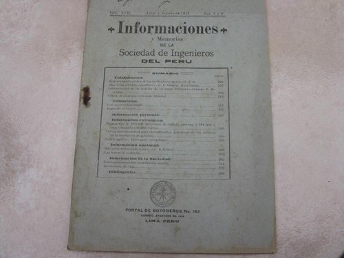 Mercurio Peruano: Boletin Ingenieria 7,8 1915 L25 Ig8rn