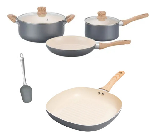 Set Hudson Original Bífera 26cm  Antiadherente Gris Crema.