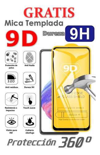 Funda Para Samsung Galaxy A13 4g Mica 9d + Soporte Sujetador Lila Lavanda