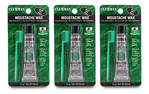 Clubman Bigote Cera Hang Pack Negro 0.5 Oz X 3 Paquetes