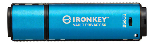 Memoria Usb-a Kingston Ironkey Vault Privacy 50 256gb Aes256 Color Azul Liso