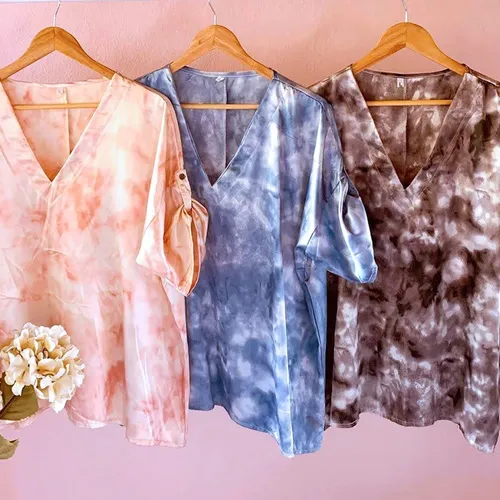 Remera Blusa Mujer Sat n Batik Escote V Talle Especial