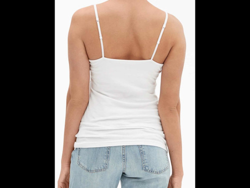 Gap Musculosa Blanca Tela Doble En Busto Medium Envio Gratis