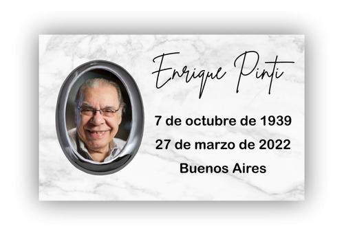 Placa Recordatoria, Marmol 30x15. Para Cementerio + Foto 6x9