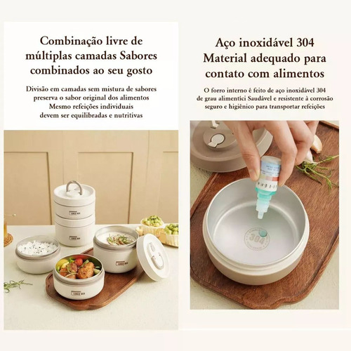 Marmita Térmica Redonda Com Alça Viagem Alimentos 420ml