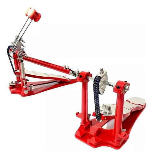 Pedal Duplo X-pro De Bateria Profissional Action Vermelho
