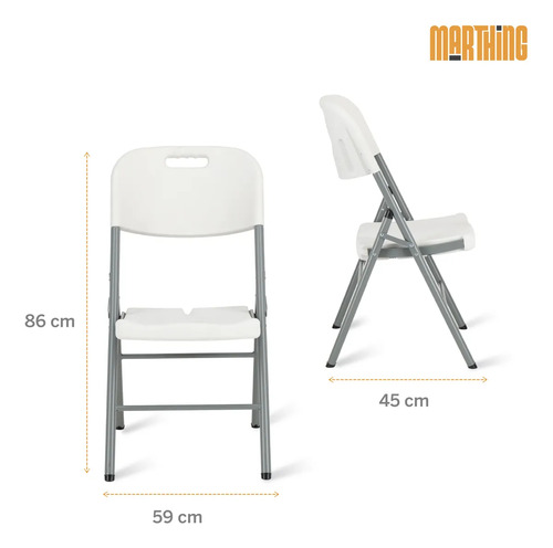 Set 10 Sillas Plegables De Plástico Jardin Fiestas Eventos Blanco Set 10 Sillas De Uso Rudo