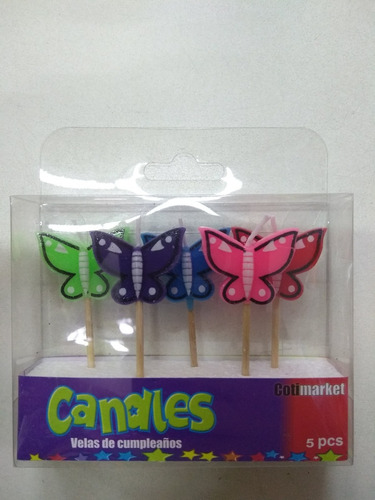 Imagen 2 de 3 de Vela Mariposas X5 Cumpleaños Torta