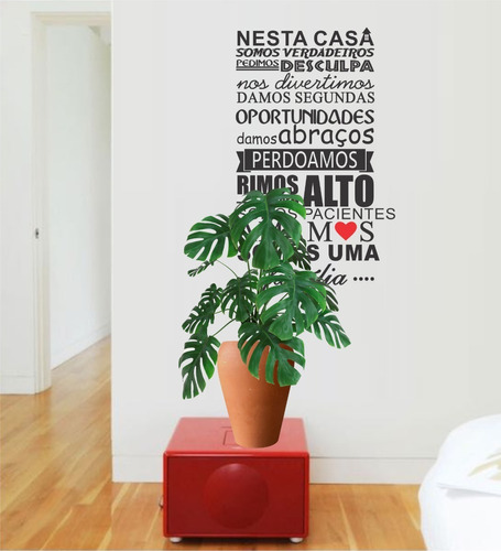 Adesivo Papel Parede Frase Sala Nesta Casa - Familia - Novo 