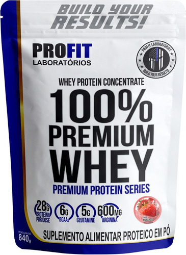 Whey Protein 100% Premium Concentrado, 840 g, Profit Strawberry