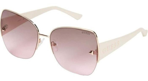 Gafas De Sol Guess Gf6136, Lentes De Sol Para Dama Color De La Lente Violeta Color De La Varilla Beige Color Del Armazón Beige Diseño Na