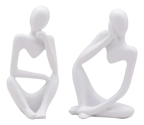 2x Estátua De Escultura De Pensador Abstrato Criativo
