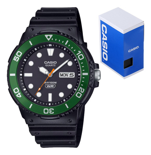 Reloj Casio Caballero Mrw 230h 1e3 Fechador Sumergible 100m Negro Verde Musgo Negro