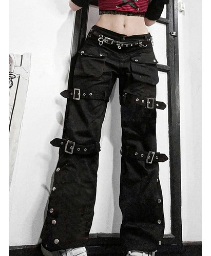 Pantalones Vaqueros Holgados Estilo Punk Gótico Para Mujer