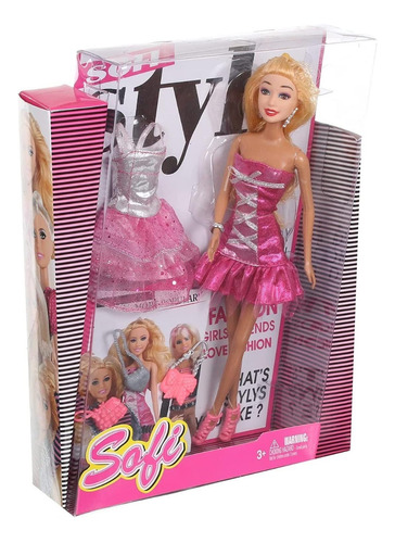 Muñeca Tipo Barbie Fashionista Rainbow Hair Accesorios