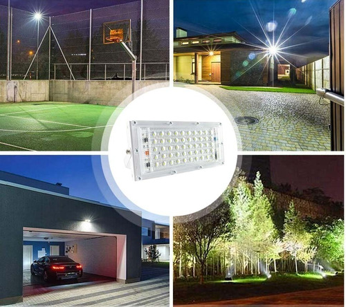 Imagen 2 de 10 de Pack X 4 Reflector Led Blanco 50w Bajo Consumo Exterior