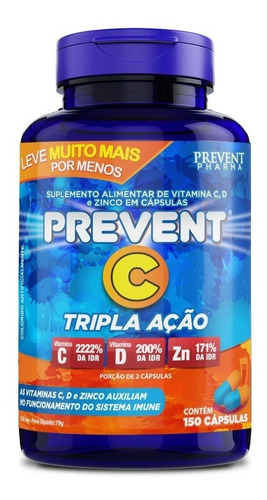 Vitamina C D Zinco Tripla Ação 150 Caps Prevent Pharma