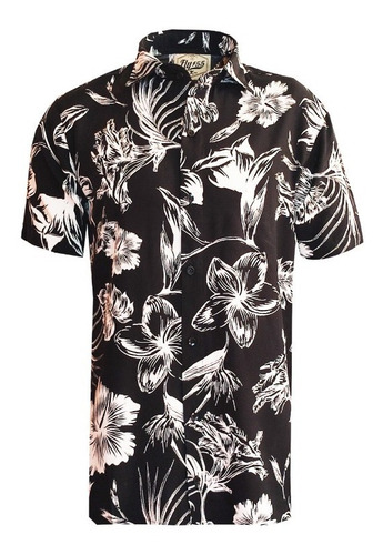 Camisa De Fibrana Hawaiana Floreada Fl-import Style