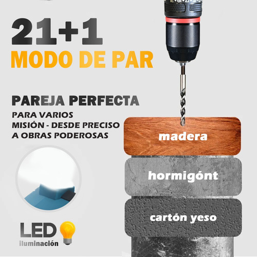 Broca Eléctrica Inalámbrica Con 2 Baterías Recargables