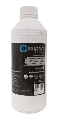 Tinta Negra De 1 Litro Maxiprint  Canon Epson Hp Lexmark