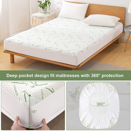 Cubrecolchon Funda Bamboo Individual Protector Impermeable