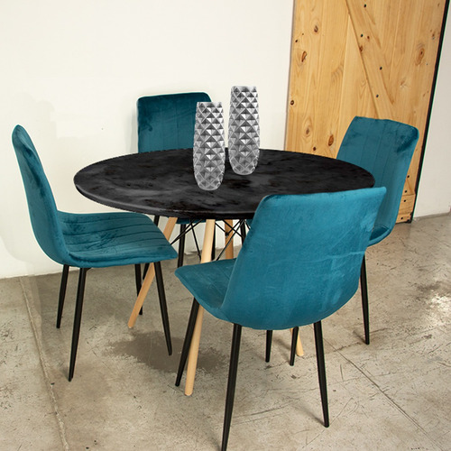 Imagen 2 de 8 de Set 2 Sillas Eames Tapizado Terciopelo Vintage Comedor Sala