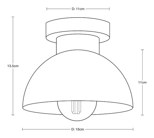 Lámpara De Techo Negro Mate 1 Luz E27 60w