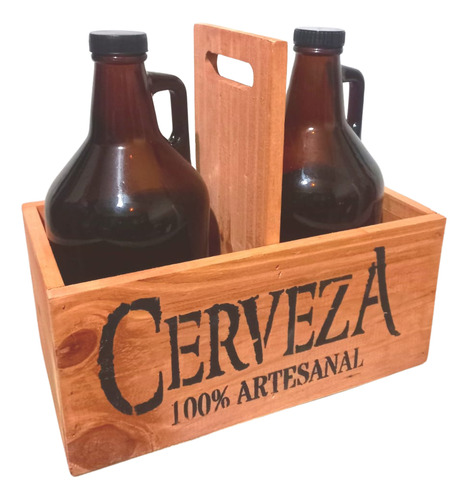 Porta Botella Cerveza Growler X2 Botellones 1.9l Ambar