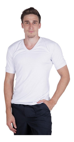 Camiseta Interlok Peinado Blanco Manga Corta