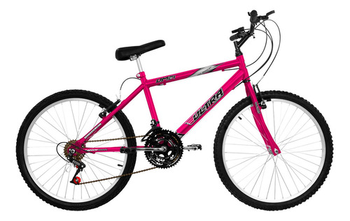 Bicicleta Masculina Feminina Aro 24 18 Marchas Ultra Bikes Cor Rosa